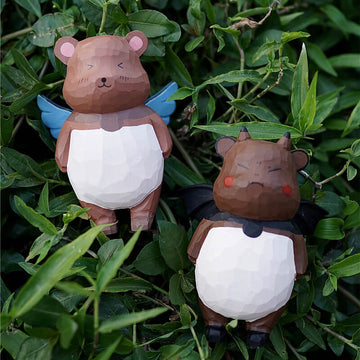 Handmade Carved Cartoon Bear Figurine